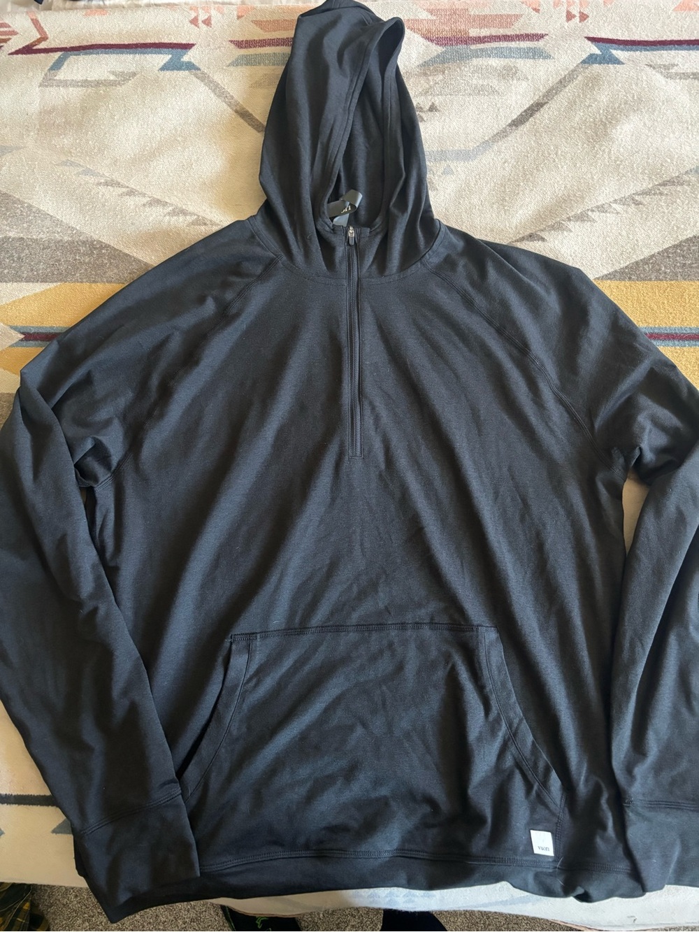 Vuori Black Hooded Half-Zip Pullover